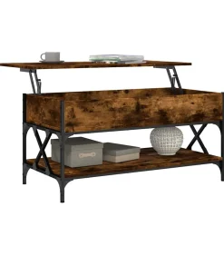 Hot Salontafel 100x50x50 cm bewerkt hout en metaal gerookt eiken Tafels