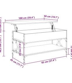 Hot Salontafel 100x50x50 cm bewerkt hout en metaal gerookt eiken Tafels