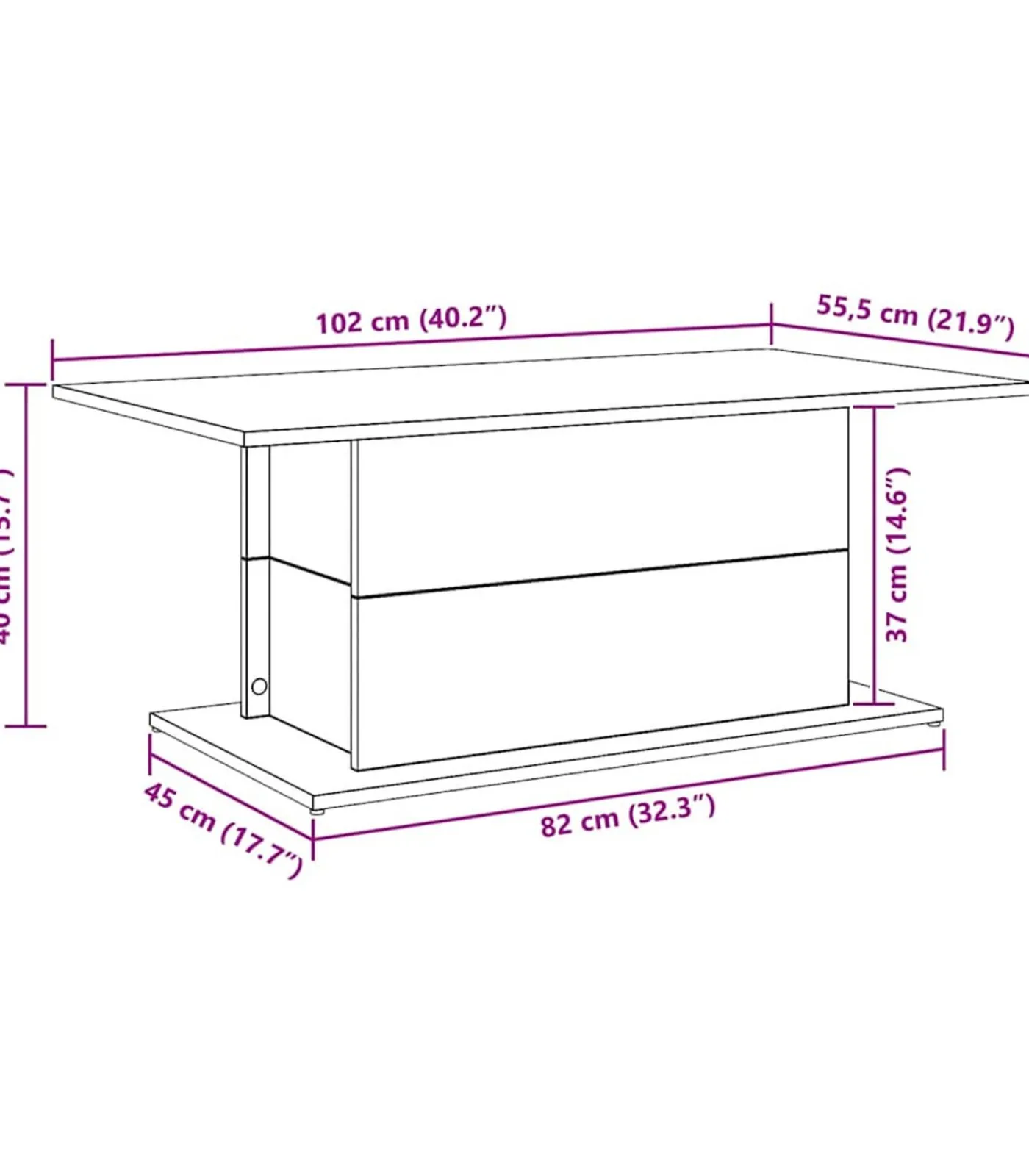 Sale Salontafel 102x55,5x40 cm bewerkt hout artisanaal eikenkleur Tafels