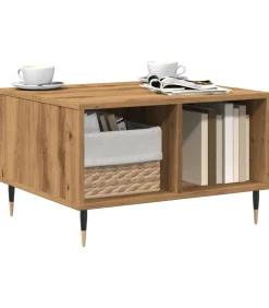 Sale Salontafel 60x50x36,5 cm bewerkt hout artisanaal eikenkleur Tafels