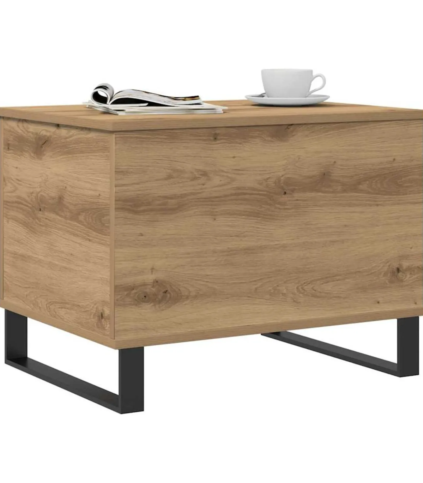 Discount Salontafel 60x44,5x45 cm bewerkt hout artisanaal eikenkleurig Tafels