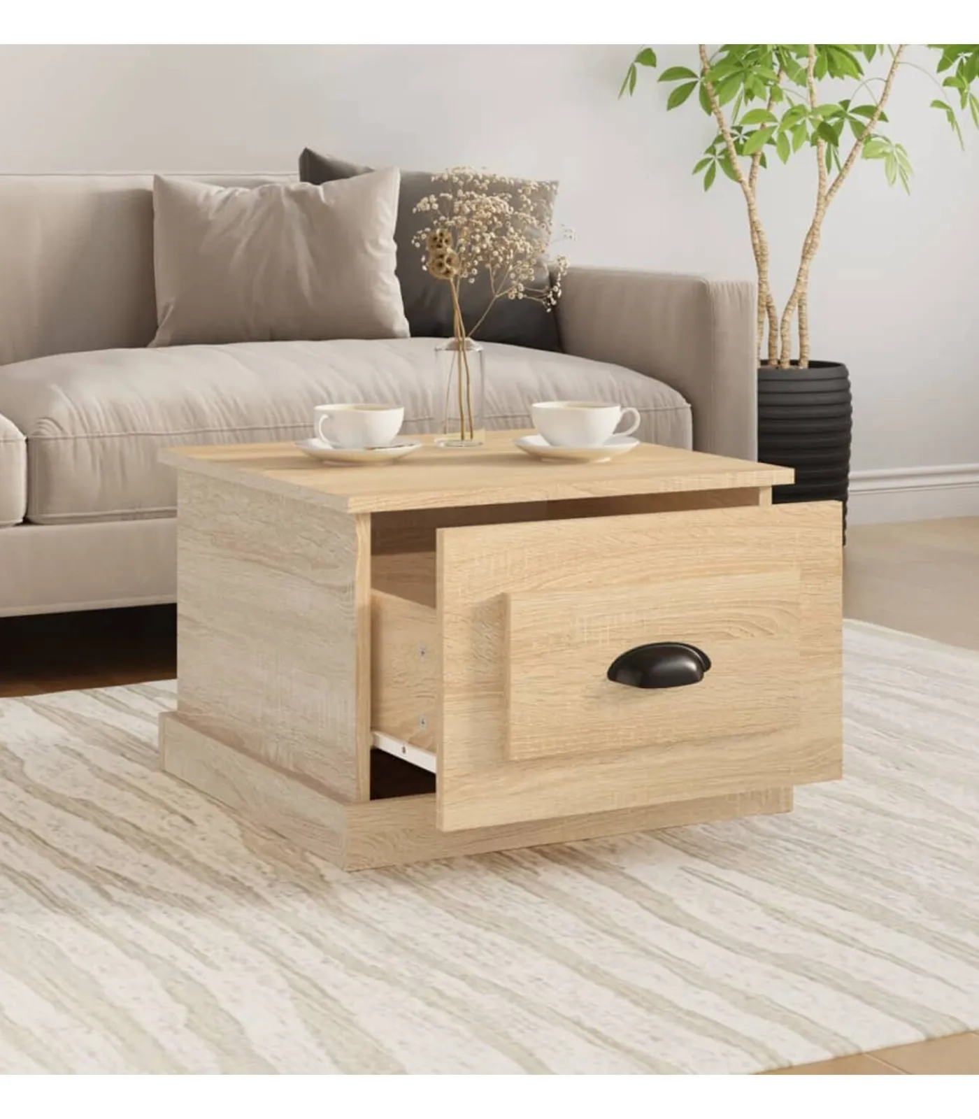 Discount Salontafel 50x50x35 cm bewerkt hout sonoma eikenkleurig Tafels