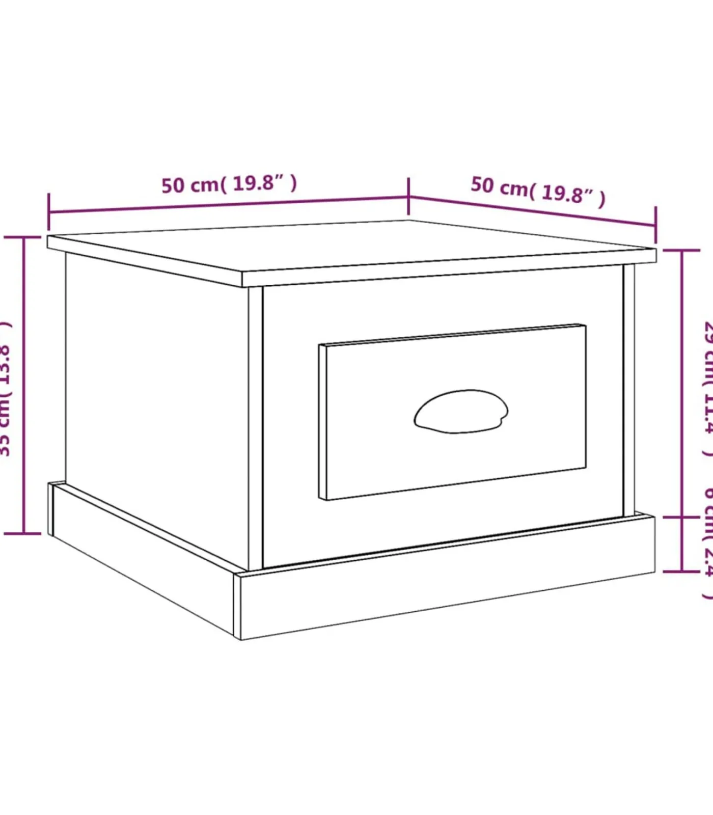 Discount Salontafel 50x50x35 cm bewerkt hout sonoma eikenkleurig Tafels