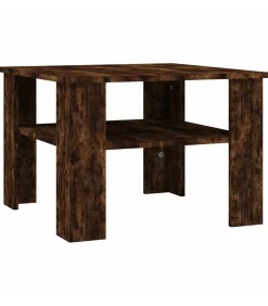 New Salontafel 60x60x42 cm bewerkt hout gerookt eikenkleurig Tafels