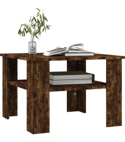 New Salontafel 60x60x42 cm bewerkt hout gerookt eikenkleurig Tafels