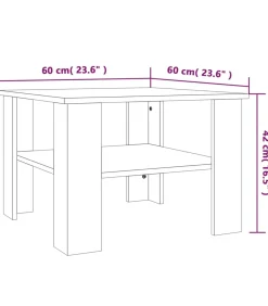 New Salontafel 60x60x42 cm bewerkt hout gerookt eikenkleurig Tafels
