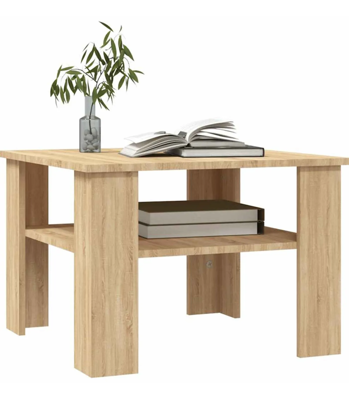 Outlet Salontafel 60x60x42 cm bewerkt hout sonoma eikenkleurig Tafels