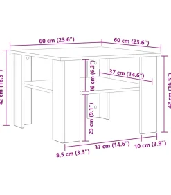 Outlet Salontafel 60x60x42 cm bewerkt hout sonoma eikenkleurig Tafels