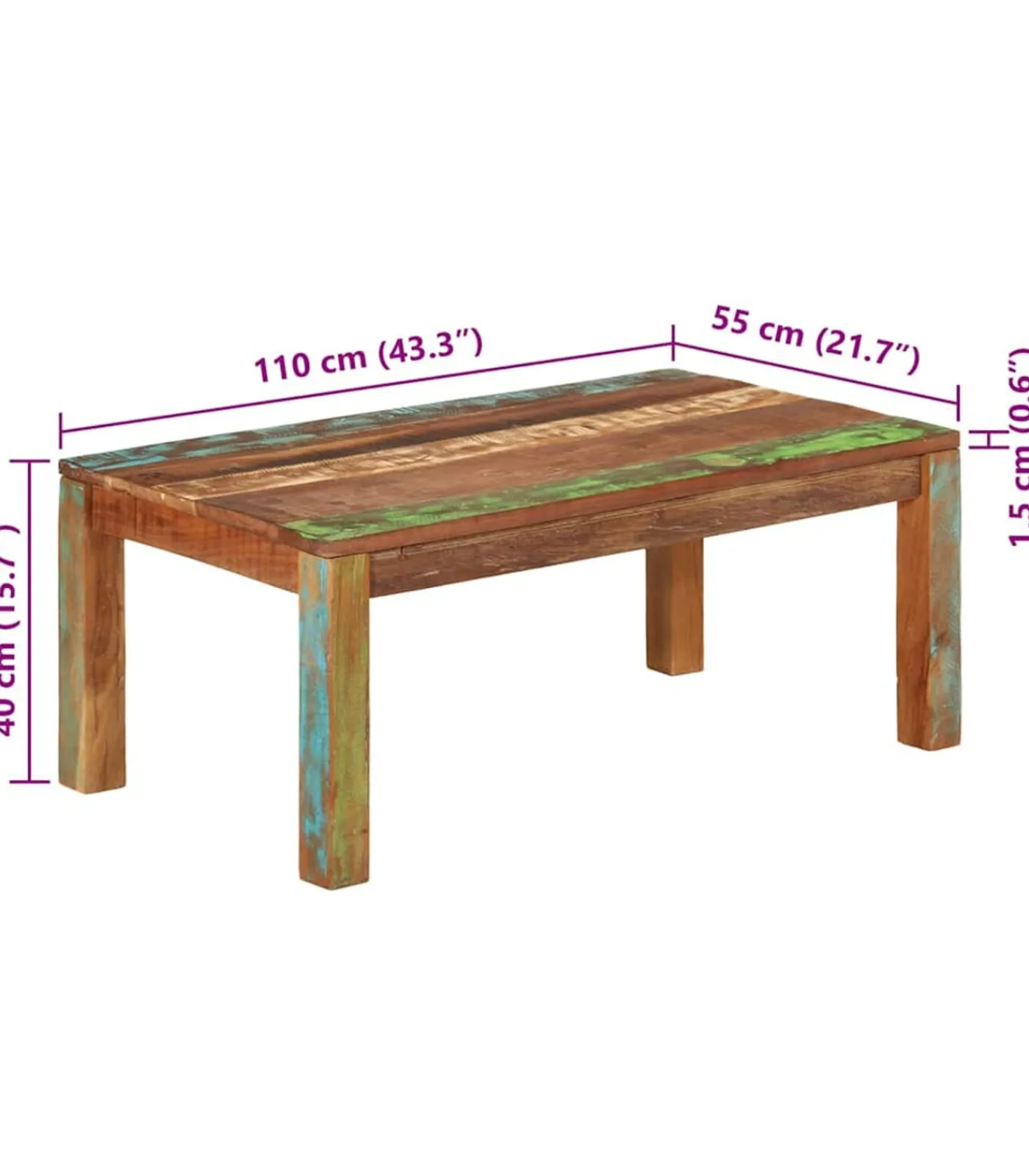 New Salontafel 110x55x40 cm Massief gerecycled hout Tafels