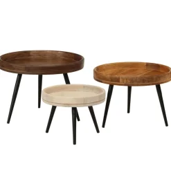 Outlet Salontafels 3 st rond massief mangohout Tafels
