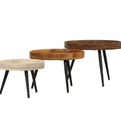 Outlet Salontafels 3 st rond massief mangohout Tafels