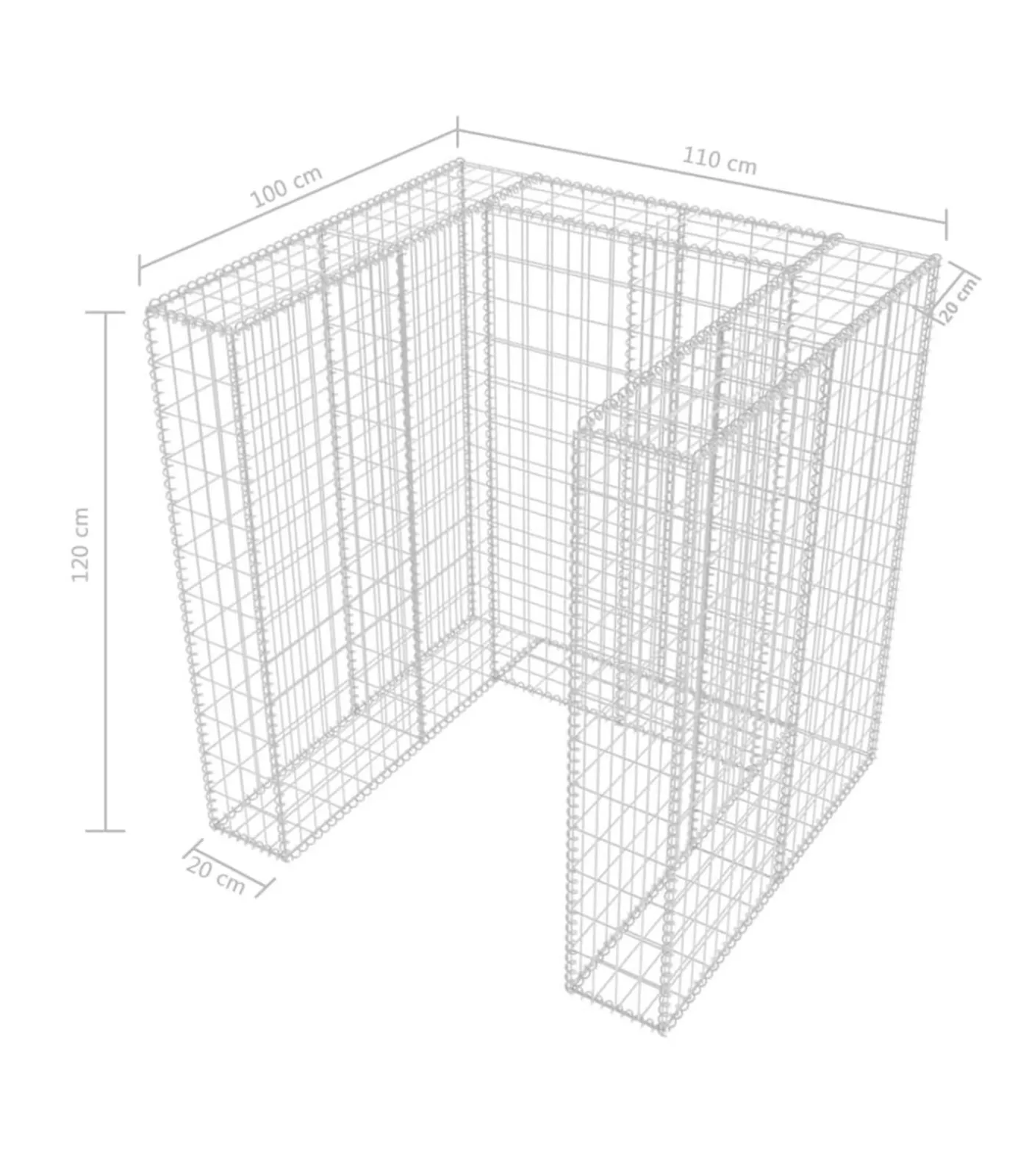 Schanskorf enkele vuilnisbak ombouw 110x100x120 cm staal Manden En Bakken