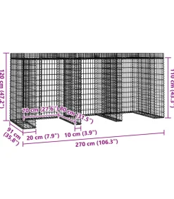 Hot Schanskorf voor vuilnisbak 270x91x120 cm gegalvaniseerd ijzer Manden En Bakken