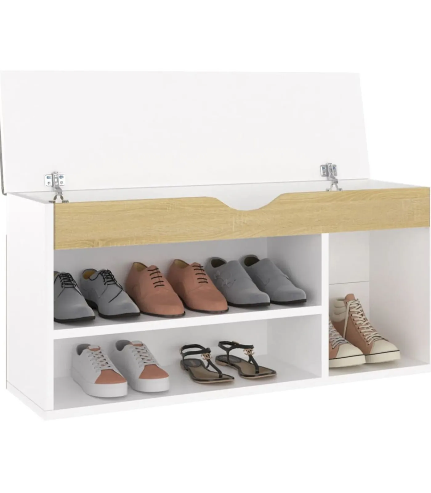 Hot Schoenenbank en kussen 104x30x49 cm hout wit sonoma eiken Organiseren