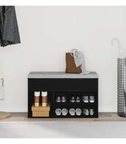 New Schoenenbank met plank Zwart eiken 80 x 30 x 45 cm Bewerkt hout Organiseren