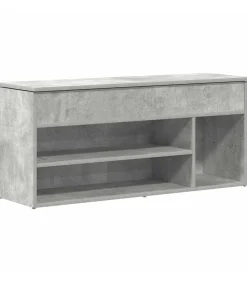 Best Schoenenbank 102x30,5x45 cm bewerkt hout betongrijs Organiseren