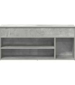 Best Schoenenbank 102x30,5x45 cm bewerkt hout betongrijs Organiseren