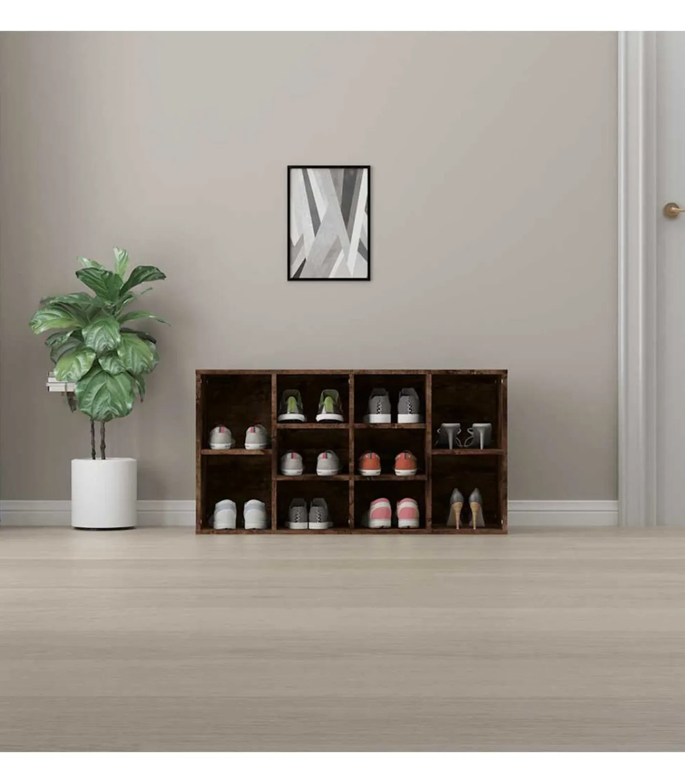 Sale Schoenenbank 103x30x55 cm bewerkt hout gerookt eikenkleurig Organiseren