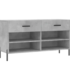 Clearance Schoenenbank 102x35x55 cm bewerkt hout betongrijs Organiseren