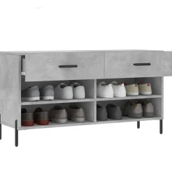 Clearance Schoenenbank 102x35x55 cm bewerkt hout betongrijs Organiseren