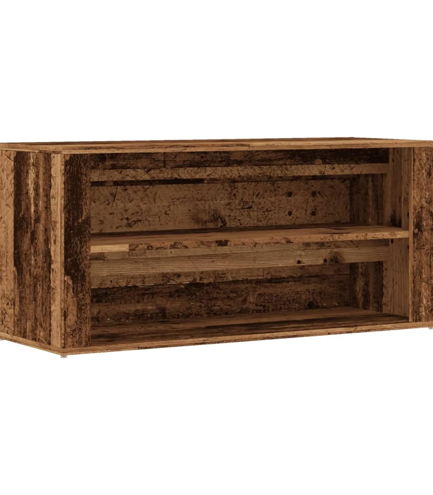 Clearance Schoenenbank 100x35x45 cm bewerkt hout oud houtkleurig Organiseren