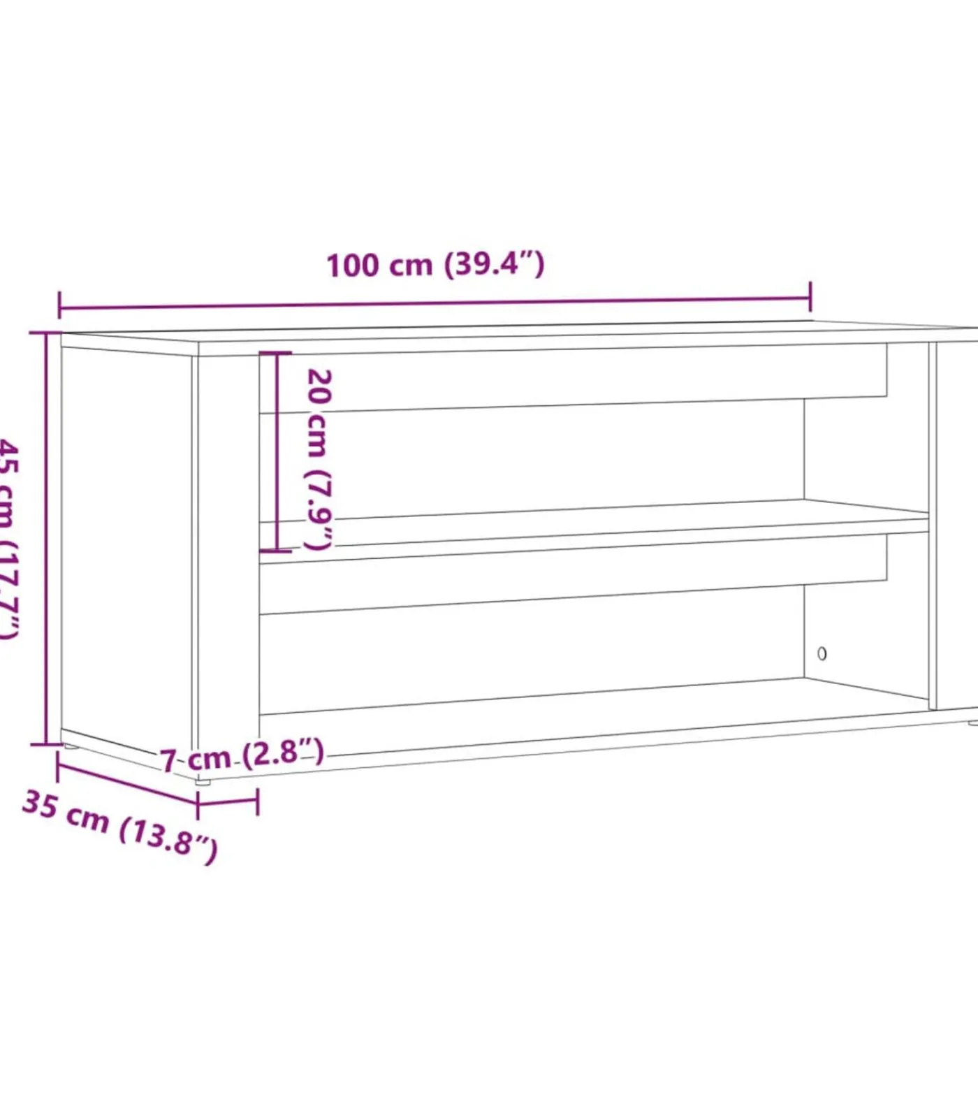 Clearance Schoenenbank 100x35x45 cm bewerkt hout oud houtkleurig Organiseren