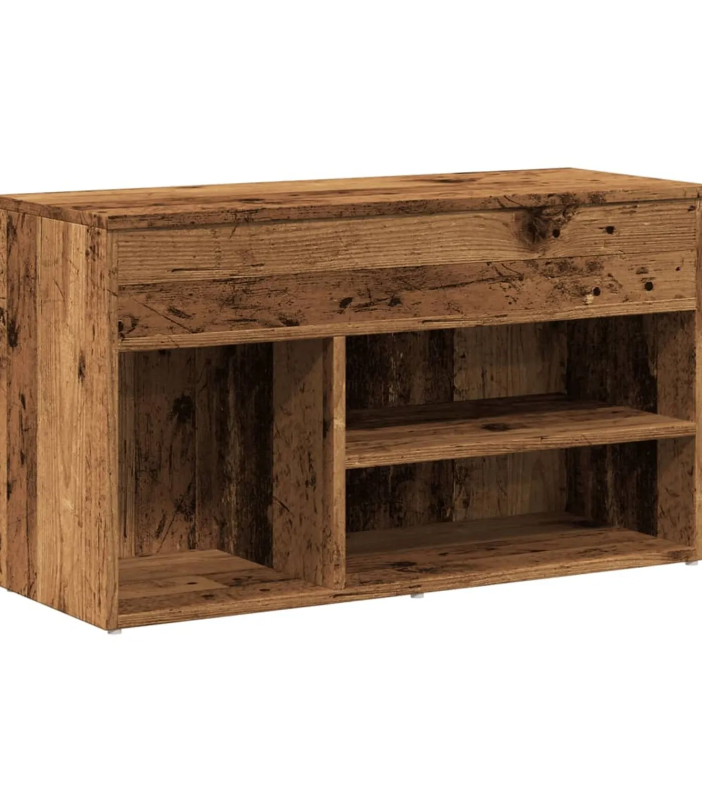 New Schoenenbank 80x30x45 cm bewerkt hout oud houtkleurig Organiseren