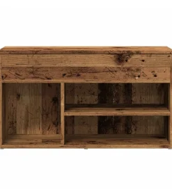 New Schoenenbank 80x30x45 cm bewerkt hout oud houtkleurig Organiseren