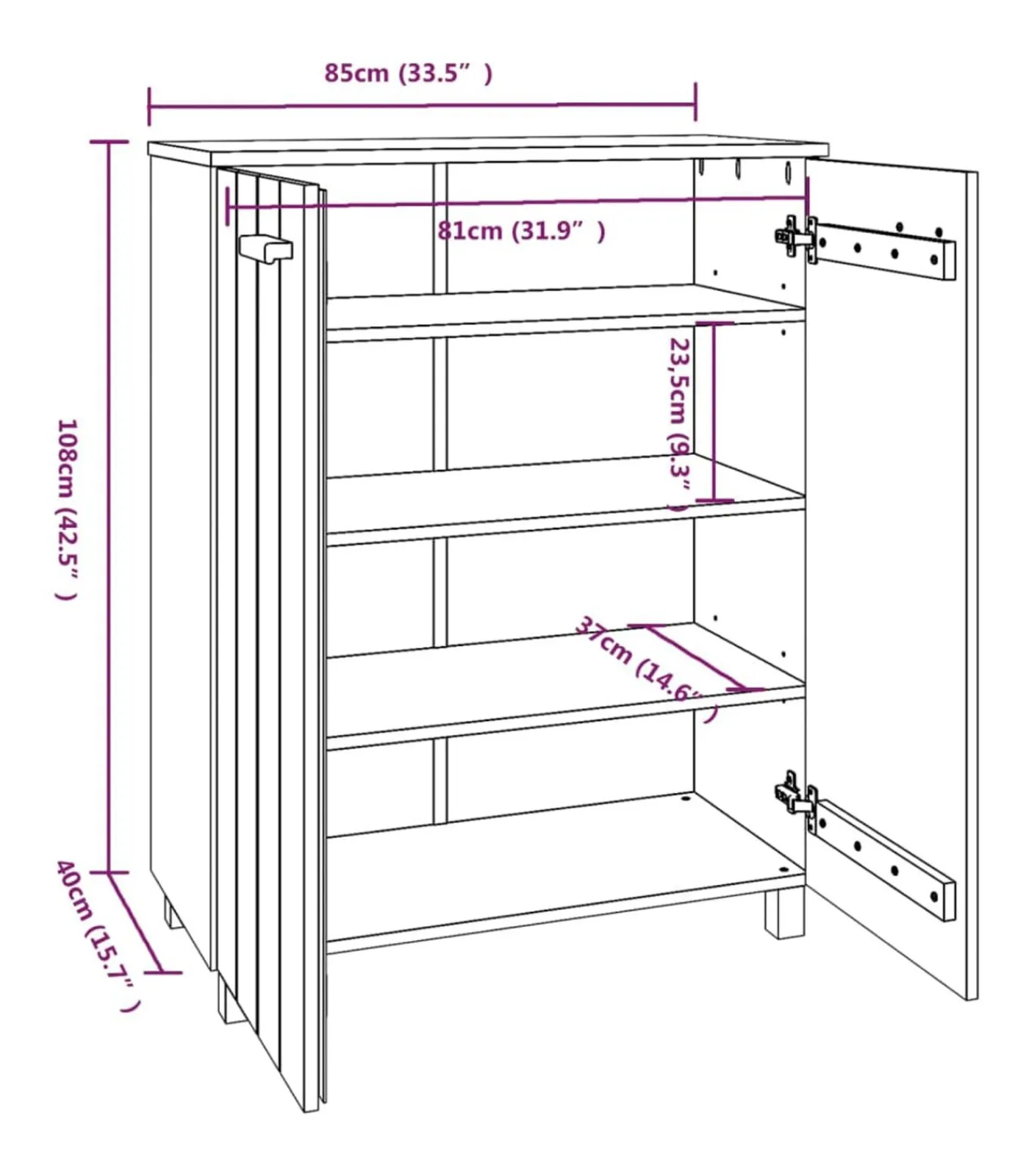 Hot Schoenenkast HAMAR 85x40x108 cm massief grenenhout honingbruin Organiseren