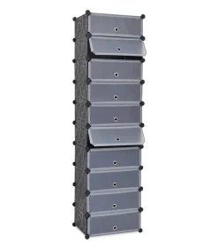 New Schoenenkast met 10 ineengrijpende vakken zwart Organiseren