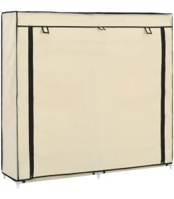 Best Schoenenkast met hoes 115x28x110 cm stof crème Organiseren