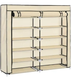 Best Schoenenkast met hoes 115x28x110 cm stof crème Organiseren