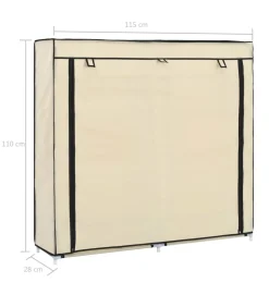 Best Schoenenkast met hoes 115x28x110 cm stof crème Organiseren