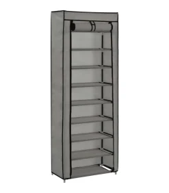 Sale Schoenenkast met hoes 57x29x162 cm stof grijs Organiseren