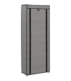Sale Schoenenkast met hoes 57x29x162 cm stof grijs Organiseren