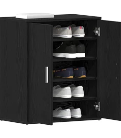 Schoenenkast met plank Zwart eiken 60 x 35 x 70 cm Bewerkt hout Organiseren