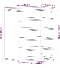 Online Schoenenkast met plank Zwart eiken 60 x 35 x 70 cm Bewerkt hout Organiseren