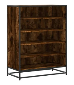 New Schoenenkast 75x38x97,5 cm bewerkt hout en metaal gerookt eiken Organiseren