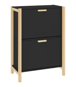 New Schoenenkast 57,5x33x80 cm bewerkt hout zwart Organiseren