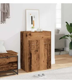 Outlet Schoenenkast 60x35x84 cm bewerkt hout oud houtkleurig Organiseren