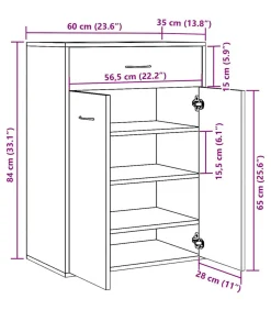 Outlet Schoenenkast 60x35x84 cm bewerkt hout oud houtkleurig Organiseren