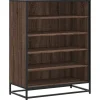 Sale Schoenenkast 75x38x97,5 cm bewerkt hout en metaal bruin eiken Organiseren
