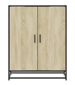 Best Schoenenkast 75x38x97,5 cm bewerkt hout en metaal sonoma eiken Organiseren