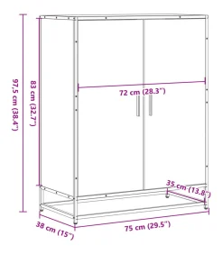 Best Schoenenkast 75x38x97,5 cm bewerkt hout en metaal sonoma eiken Organiseren