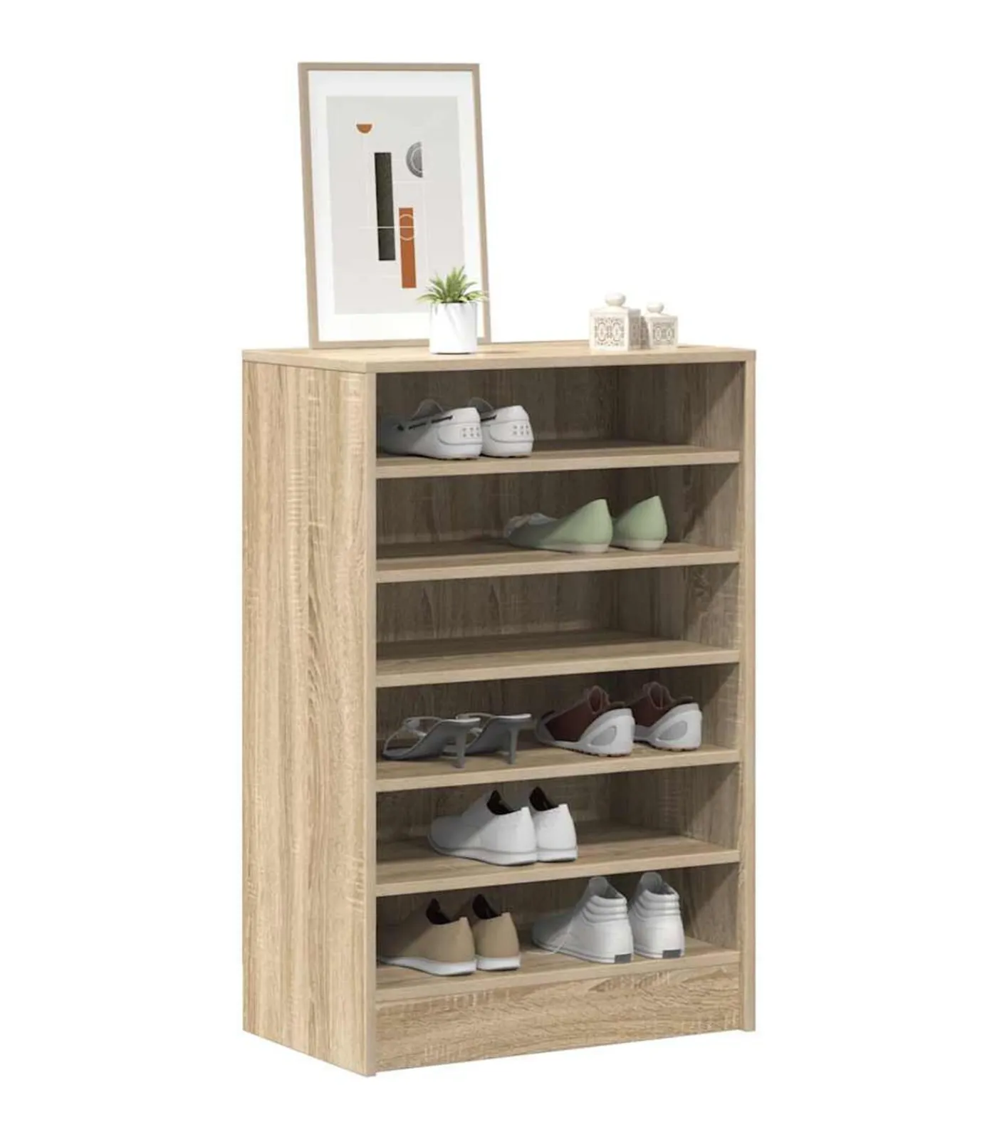 Clearance Schoenenkast 60x35x92 cm bewerkt hout sonoma eikenkleurig Organiseren