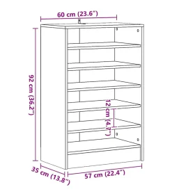 Clearance Schoenenkast 60x35x92 cm bewerkt hout sonoma eikenkleurig Organiseren