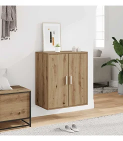 Online Schoenenkast 60x35x70 cm bewerkt hout artisanaal eikenkleur Organiseren