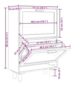 Best Schoenenkast 52x25x80 cm bewerkt hout en rattan zwart Organiseren