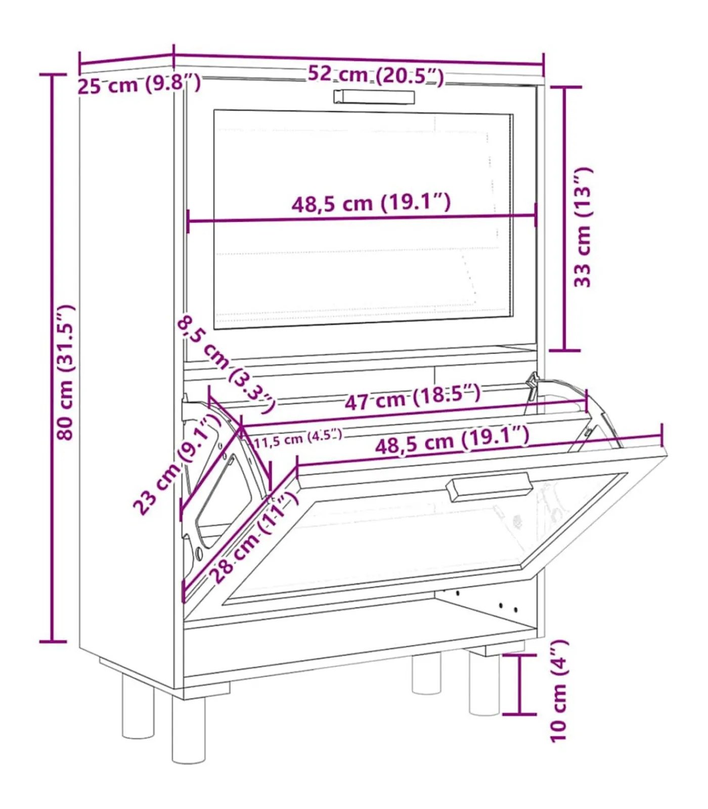 Best Schoenenkast 52x25x80 cm bewerkt hout en rattan zwart Organiseren