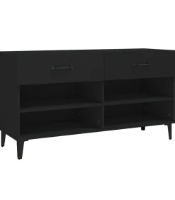 Best Schoenenkast 102x35x55 cm bewerkt hout zwart Organiseren